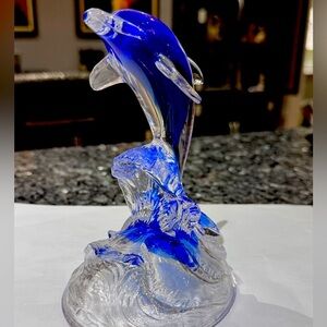 🐬 Vintage Rare French Cristal D’Arques Crystal Glass Dolphin Figurine 🐬